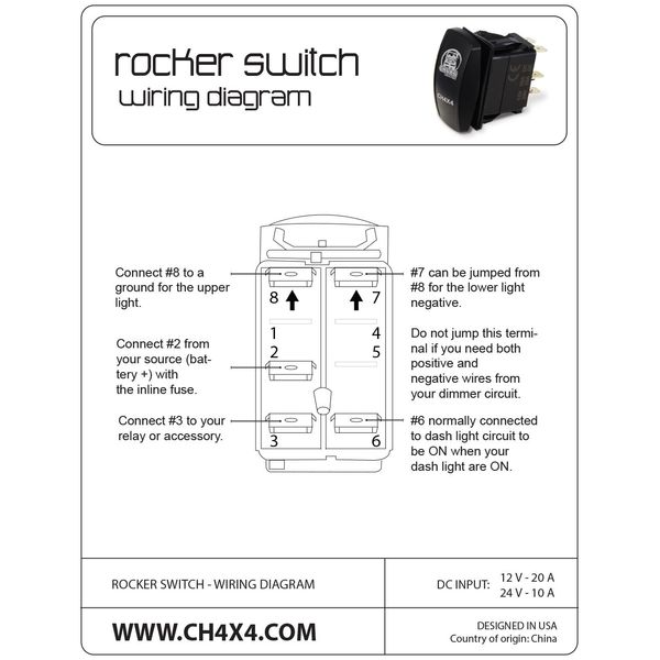 CH4X4 Rocker Switch V2 Front Strobe Lights Symbol - While Led