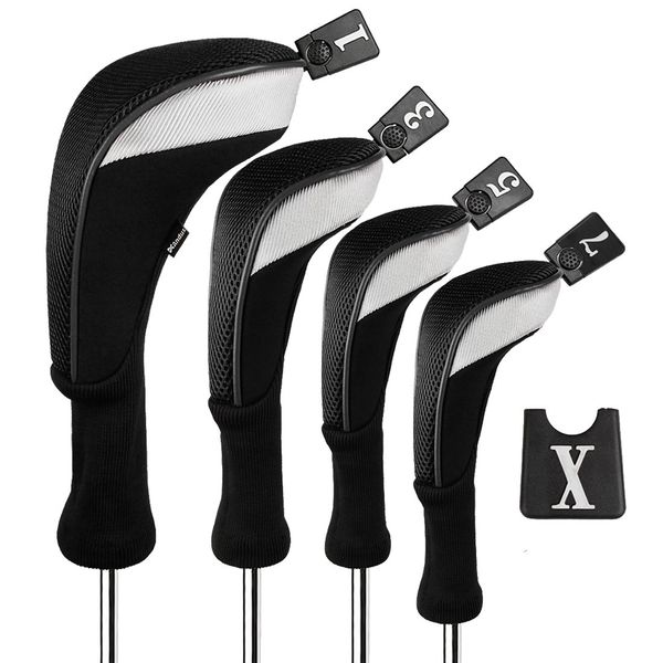 Andux Golf Club Head Covers Golf Wood Driver Headcovers 460cc MT/MG30 (Black)