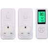 Wireless Temperature Controller, Remote Control Detect Temp, Digital Plug in Thermostat Outlet Built in Temp Sensor, Heating & Cooling for A/C, Fans, Heaters (1 Controller with 2 Receiver)