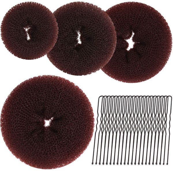 Teenitor 4pcs Hair Bun Maker-Brown Hair Buns for kids Girls, Hair Donuts, Ballet Bun Maker, 4 Size