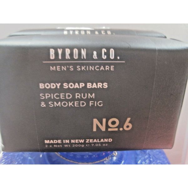 BYRON & CO MEN'S SKINCARE BODY SOAP BARS SET 2 SPICED RUM & SMOKED FIG NO 6