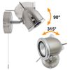 Long Life Lamp Company Brush Chrome Mounted Reading Wall Light Pull Switch Adjustable Head H3037