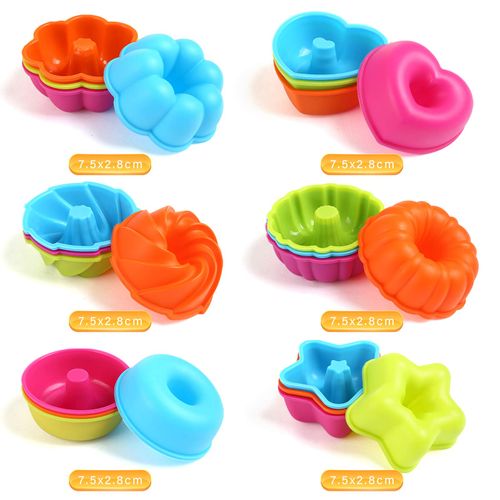 LIHAO 24 Pack of Silicone Baking Cups Set Reusable Cupcake Liners Non-Stick Heat Resistant Cake Molds Ice Cube Molds