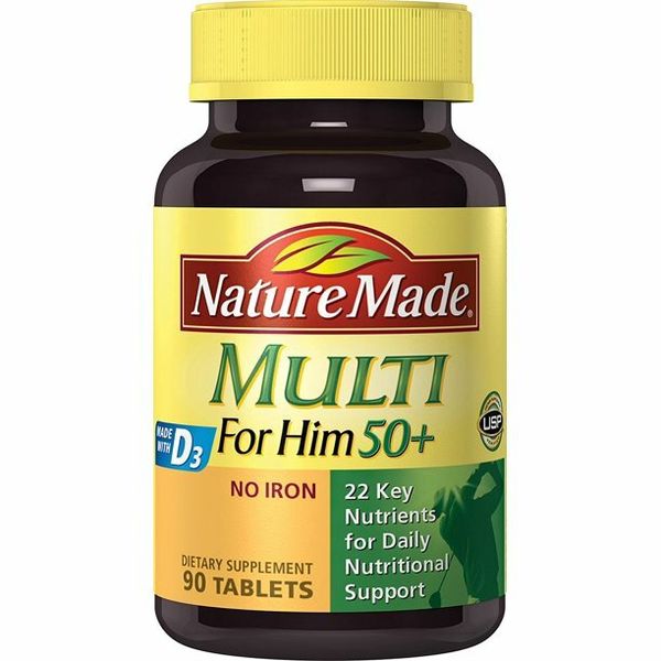 Nature Made Multi For Him 50+ Tablets w. D3-22 Essential Vitamins & Minerals 90