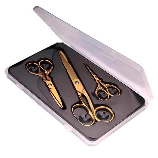 Golden Craft Scissors Office Scissors Stationery Paper Scissors,Stainless Steel Handle Suitable for Use in Office Student Craft Cutting Fabrics and Paper. 8.5 inch/5 inch/3.5inch