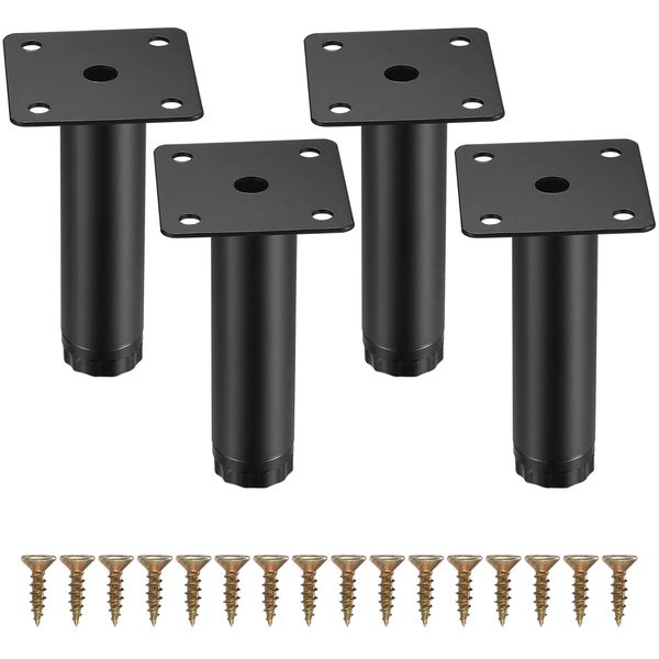 Fulushouxi 4 Pcs Furniture Legs, 4"/10cm Adjustable Furniture Support Feet, Metal Sofa Replacement Support Feet Legs for Sofa Table Chair Desk Kitchen Cupboard Cabinets Legs Feet (10CM)