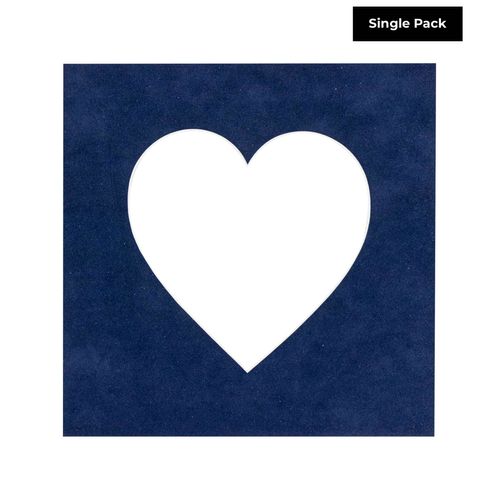 CountryArtHouse Navy Blue Suede Acid Free 24x24 Heart Picture Frame Mat with White Core Bevel Cut for 8x8 Pictures - Fits 24x24 Frame - Pack of 1 Matboard Show Kit with Acid Free Backing & Clear Bag