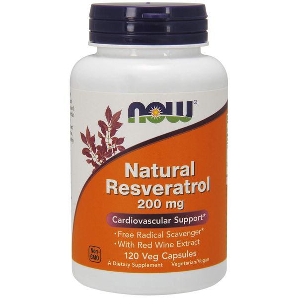 NOW Supplements, Natural Resveratrol 200 mg with Red Wine Extract, 120 Veg Capsules