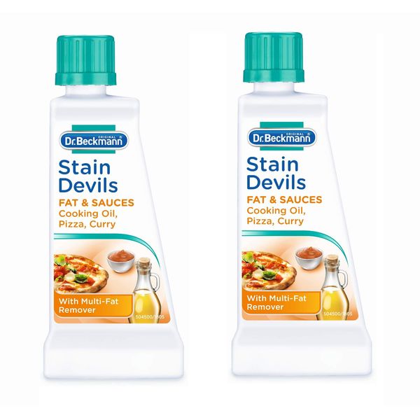 Dr Beckmann Stain Devils Fat & Sauces Cooking Oil, Pizza & Curry Stain Remover (2 x 50ml)