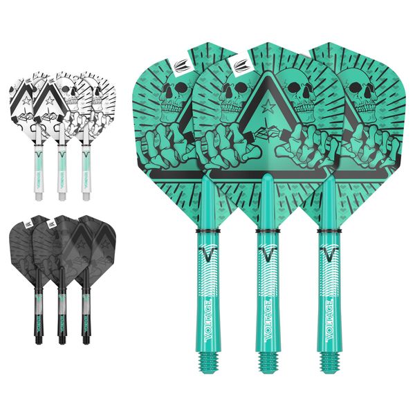 Target Darts Rob Cross Ink Design No.6 Dart Flights & Intermediate (41mm) Shafts Stems - 9 Flights and 9 Shafts in Total