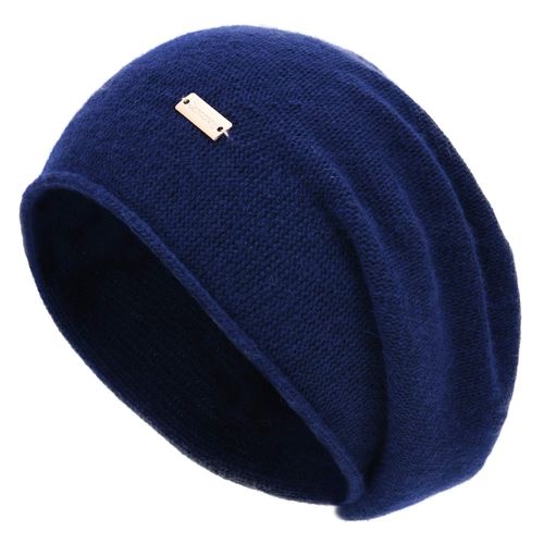 jaxmonoy Cashmere Slouchy Knit Beanie Hat for Women Winter Soft Warm Ladies Wool Knitted Skull Beanies Cap - Navy