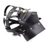 Leather Muzzle Mask with Lockable Zipper and Adjustable Straps, Black