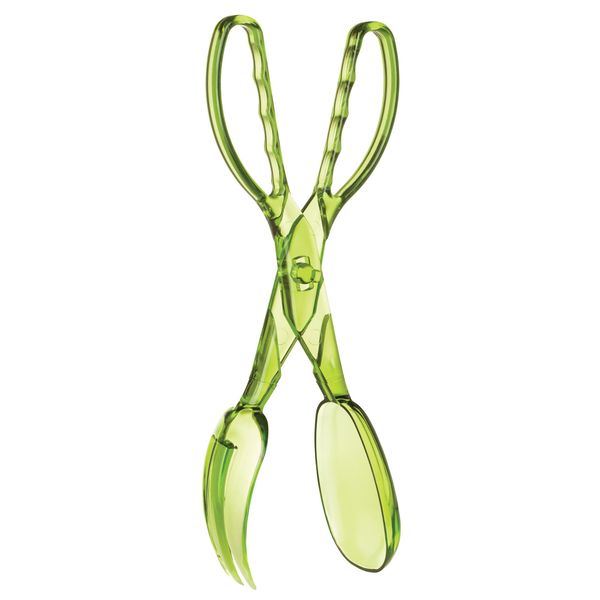 HIC Kitchen Salad Tong, Hinged Design, Detachable Fork and Spoon Green