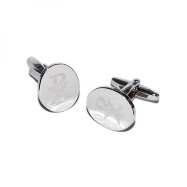 Chi Rho Christogram Christian Engraved Oval Cufflinks X2BOE135