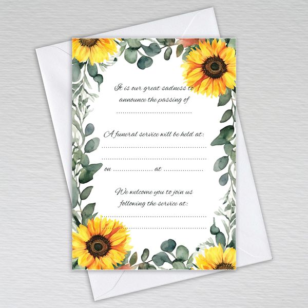 Webspectations Sunflower Funeral Invitations (Pack of 20 with Envelopes)