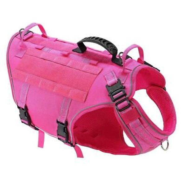 Pink Dog Harness Tactical Vest with 3X Handle & 2X Leash Clip -Military Vest ...