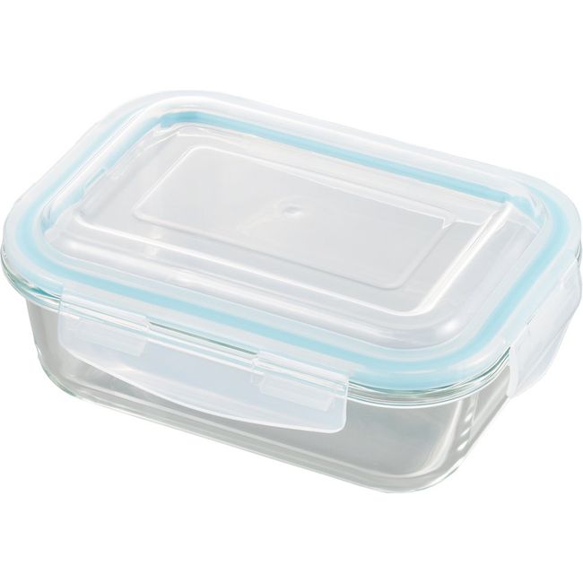 Yoshikawa Glass Container, 4-Point Locking System, Glass Food Storage Container, 640ml (21.6 fl. oz.), 4209337