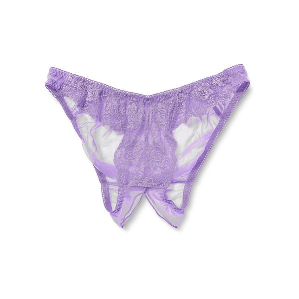 La Paume 322031 Women's Bikini Panties, Opening, Full Back Panties, 20 Half Fabric, Invisible, Lace, Purple, purple