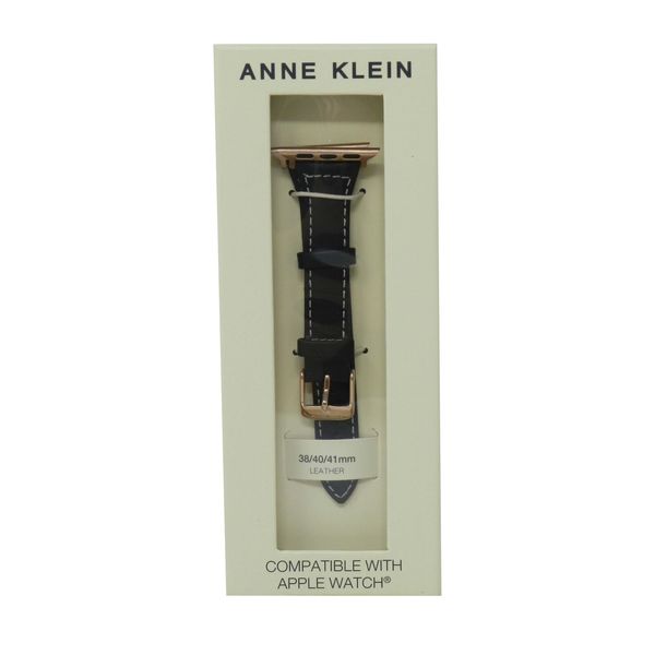 Anne Klein Fashion Leather Band For Apple Watch Black/Rose Gold 38/40/41MM