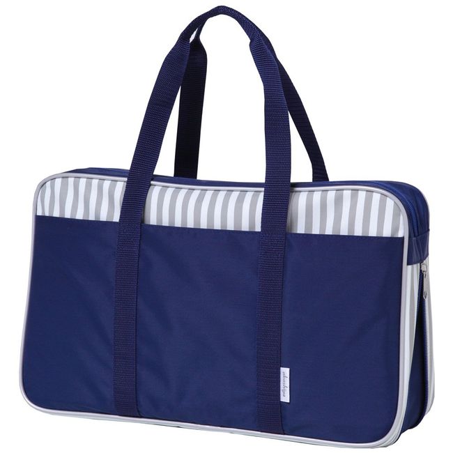 Akashiya AFL38TB-NV Calligraphy Bag, Large Bag, Striped Tote, Navy