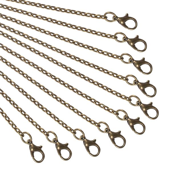 NBEADS 10 Pcs Chain, 80cm Long Antique Bronze Iron Wire Chain with Lobster Clasp for Pendants Necklace Bracelet Diy Jewellery Making