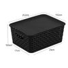 Jekiyo Black Plastic Organiser Baskets with Lids, Kitchen Cupboards Storage Baskets, 6 Pack