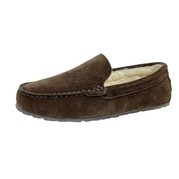 Clarks Mens Suede Moccasin Slippers Warm Cozy Indoor Outdoor Plush Faux Fur Lined Slipper For Men (13 M US, Dark Brown)