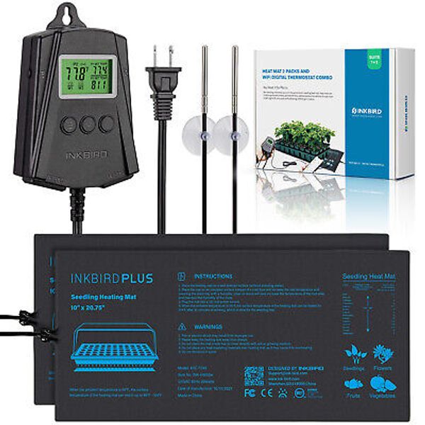 2-Pack Seedling Heating Plants Mat With Digital WiFi Thermostat Set Germination