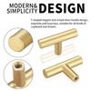 Kigniote 16PCS Cabinet T Bar Handle Gold Drawer Handles Cupboard Knobs, Stainless Steel Kitchen Knobs Metal Drawer Pulls(Screws Included)