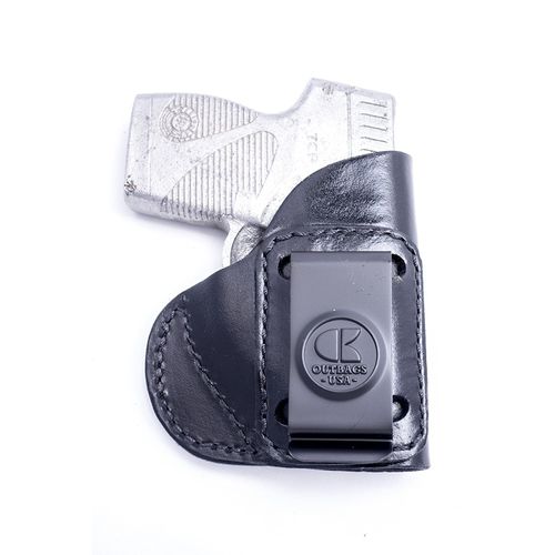 OUTBAGS USA LS4TCP (Black-Right) Full Grain Heavy Leather IWB Conceal Carry Gun Holster for Taurus 738 TCP. Handcrafted in USA.