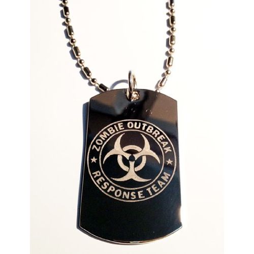 Zombie Outbreak Response Team Zort Z.o.r.t New Classic Biohazzard Logo Symbols - Military Dog Tag Luggage Tag Key Chain Metal Chain Necklace
