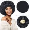 Silk Bonnet for Sleeping Double Layer Satin Bonnet Adjustable Bonnets for Black Women Sleep Cap Reversible Hair Bonnet for Curly Hair (Black)