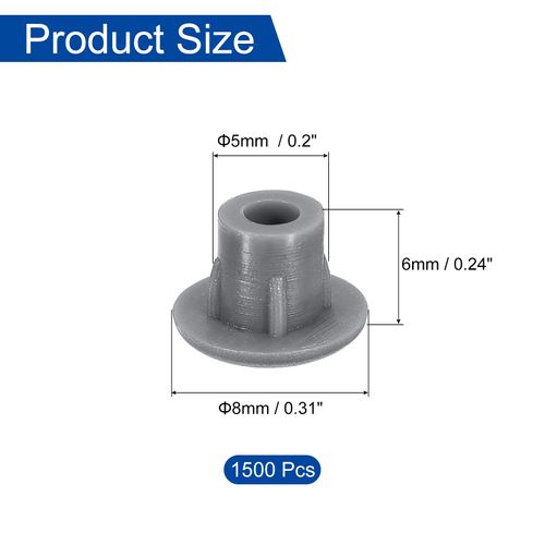 uxcell 1500Pcs Screw Hole Plugs, 5mm(3/16") Dia Plastic Round Button Plugs Snap in Locking Hole Covers Flush Type Caps for Furniture Cabinet, Dark Grey