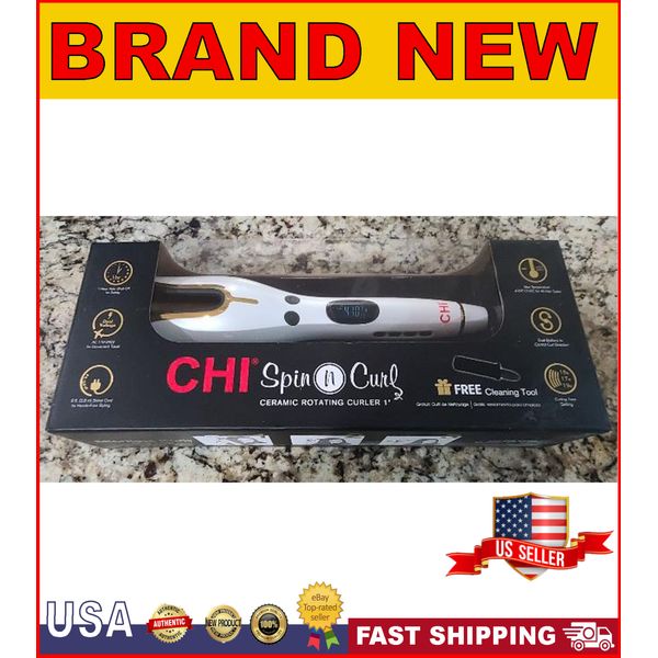 CHI AIR Spin N Curl Rotating Hair Curler Ceramic Curling Iron CA2318 White NEW