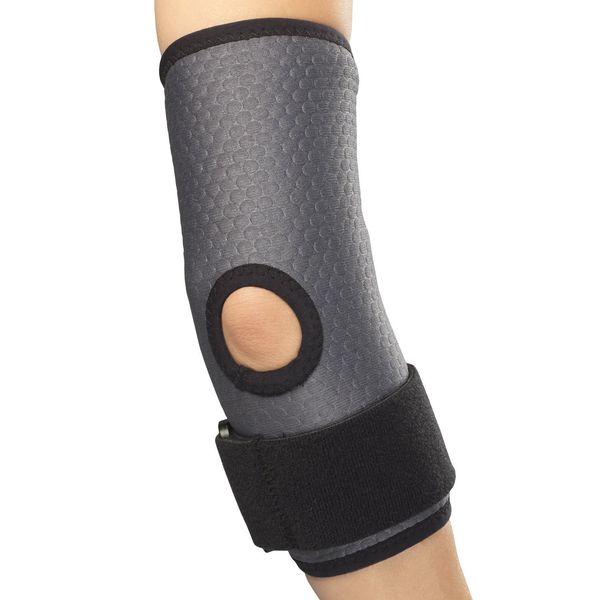Champion Elbow Brace, Adjustable Compression Support Strap, Airmesh Fabric, Grey, Large