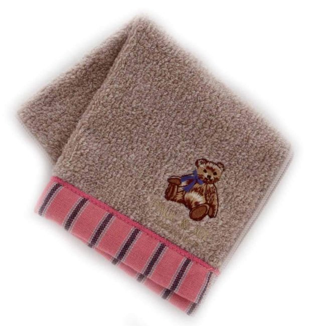 Paul & Joe 107105-1201-04 Towel Handkerchief (Beige) Bear Motif [100% Cotton] Women's Ladies' Hand Towel, Approx. 9.8 inches (25 cm), PAUL & JOE ACCESSOIRES