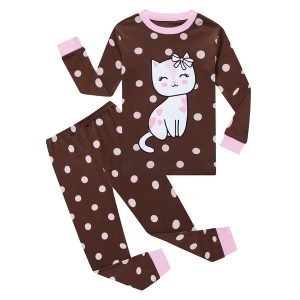 Family Feeling Little Girls Cat Pajamas Long sleeve Cotton Toddler Kid 4T