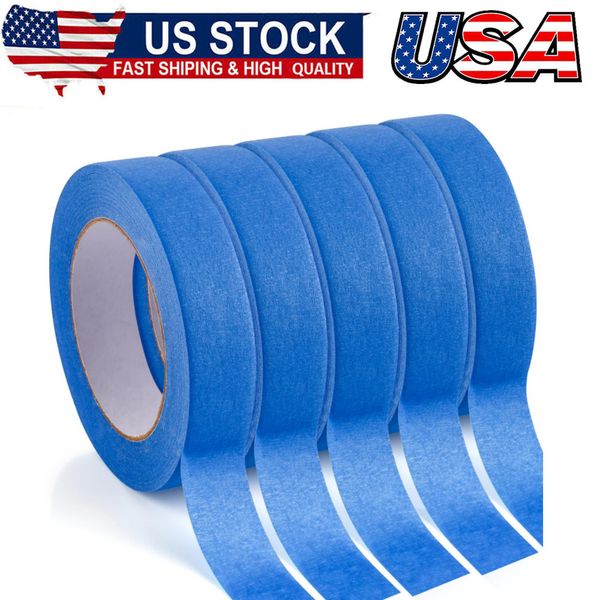 5Rolls Blue Painters Tape -1Inch X 55 Yards,Multi-Purpose Bulk Blue Masking Tape