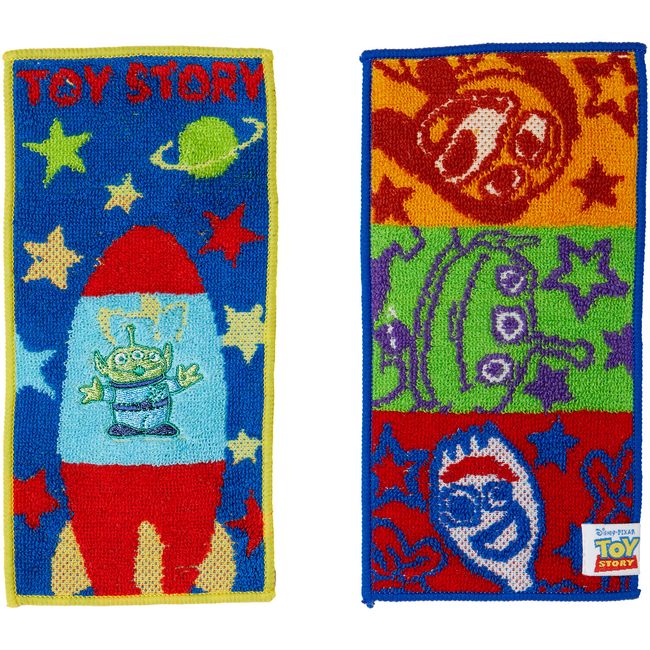 Marushin 2065025800 Half Handkerchief, Pocket Towel, Set of 2, Toy Story, Colorful Pop, Kindergarten, School Entrance Preparation, Kindergarten, Elementary School, Boys, Girls, Character