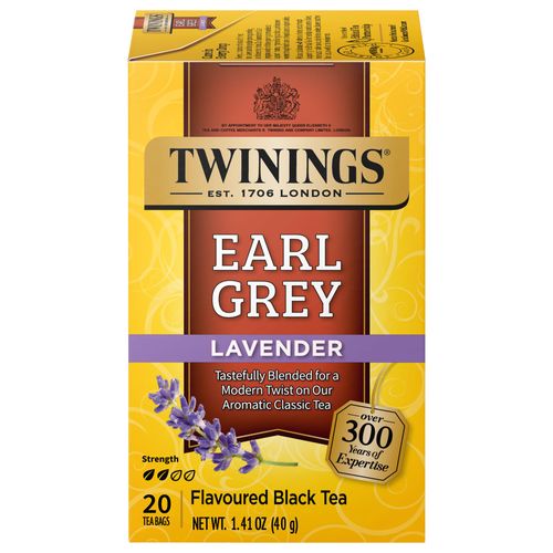 Twinings Lavender Earl Grey Individually Wrapped Black Tea Bags, 20 Count (Pack of 6), Citrus, Bergamot & Floral, Caffeinated, Enjoy Hot or Iced