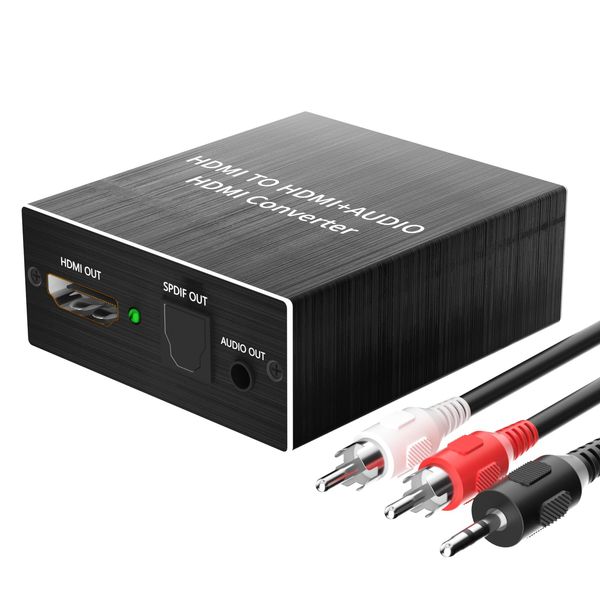 Ozvavzk HDMI Audio Extractor 4K HDMI Optisch Splitter Adapter Audio Konverter Wandler Digital Toslink SPDIF 3,5 mm Stereo L/R Audio Out Unterstützung 5.1 HDCP 3D 1080P Dolby Digital DTS PCM