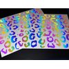 Reflective Rainbow Bright Leopard Print Motorcycle Helmet Stickers Kit