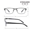 EYEGUARD Mens Reading Glasses, 1 Pair Rectangular Lightweight Metal Readers for Men(+1.50 Magnification)