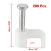 sourcing map Flat Cable Clip Nail Coaxial Tacks Wire Clips 5mm White 200pcs