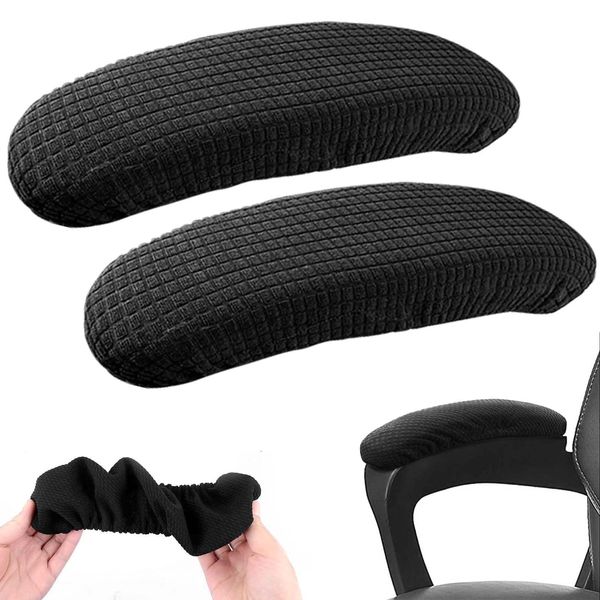 Armrest Covers Armrest Covers 1 Pair Chair Armrest Covers Easy Install Elastic Arm Protection Armrest Covers Absorb Sweat In Summer Easy Wash For Chair/Office Chair/Gaming Chair All Season (Black)