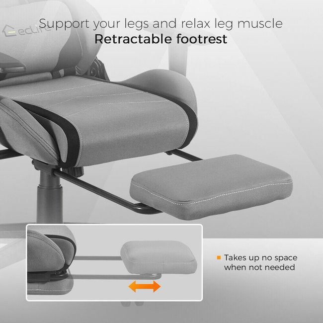 [LUMBAR SUPPORT+FOOTREST] Reclinable Gaming Chair Ergonomic Computer Swivel  Seat