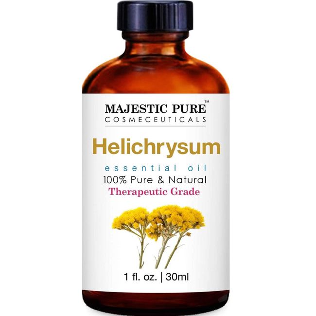 MAJESTIC PURE Helichrysum Essential Oil, Therapeutic Grade, Pure and Natural, for Aromatherapy, Massage, Topical & Household Uses, 1 fl oz