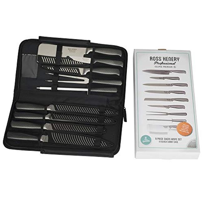 9Pcs Kitchen Knives Set Stainless Steel Chef Special Tool Kit Knife Bag
