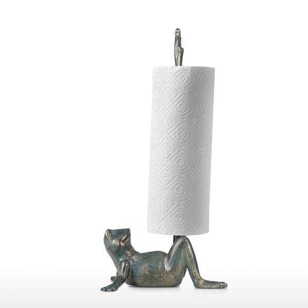 Frog Paper Towel Holder Animal Toilet Paper Roll Holder Antique Cast Iron Organizer Cast Iron Paper Towel Stand