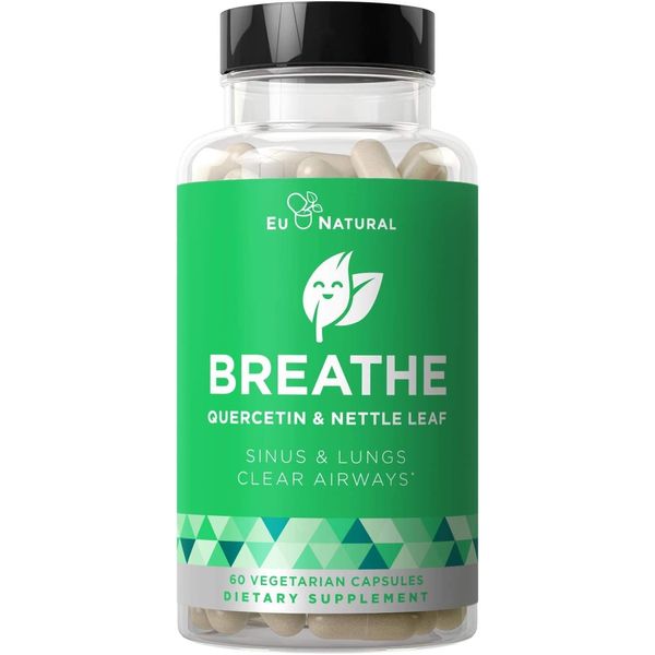 Breathe Inhaler Support Supplement – Sinus, Lungs, Open & Clear Airways – Seasonal Nasal Health, Bronchial Wellness, Healthy Chest – Quercetin, Vitamin D, Bromelain Pills – 60 Vegetarian Soft Capsules